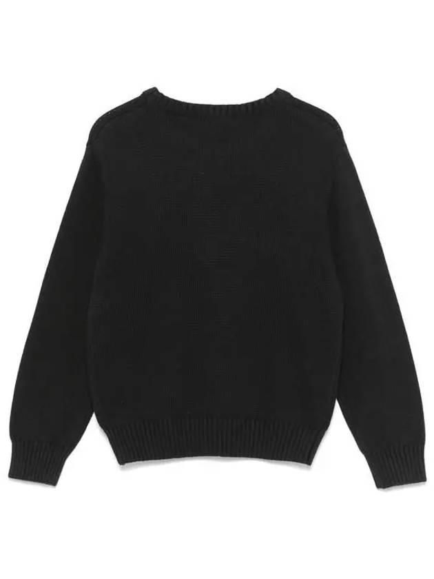 Kids Logo Cotton Jacquard Sweater Black - MSGM - BALAAN 3