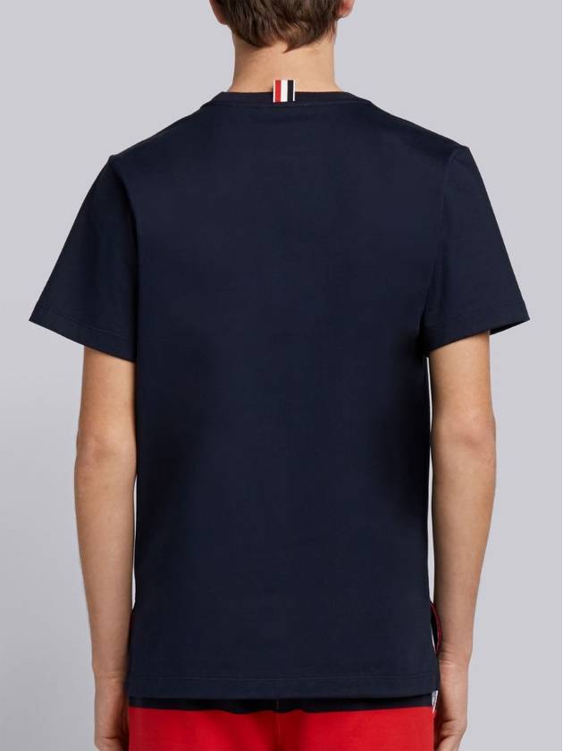 Men's Side Slit Relaxed Short Sleeve T-Shirt Navy - THOM BROWNE - BALAAN 4