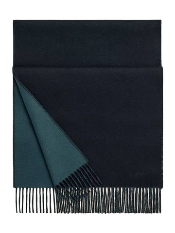 Recto Verso Reversible Cashmere Muffler Blue - HERMES - BALAAN 1