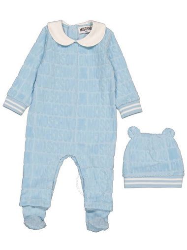 Moschino Infant Baby Sky Blue Romper And Hat Set, Size 6/9M - MOSCHINO - BALAAN 1