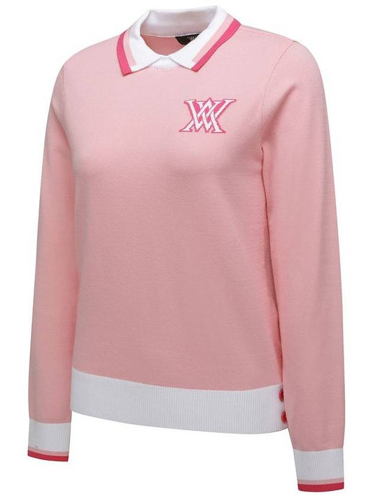 WOMEN LOGO COMBINATION PASTEL SWEATER - ANEWGOLF - BALAAN 2