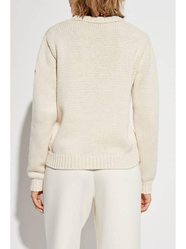 Moncler Sweater With Embroidery, Women's, Cream - MONCLER - BALAAN 4