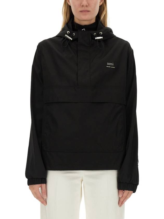 Alexandre Mattiussi Hooded Windbreaker Black - AMI - BALAAN 7