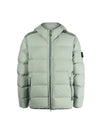 Seamless Logo Nylon Hooded Down Jacket Sage Green - STONE ISLAND - BALAAN 2