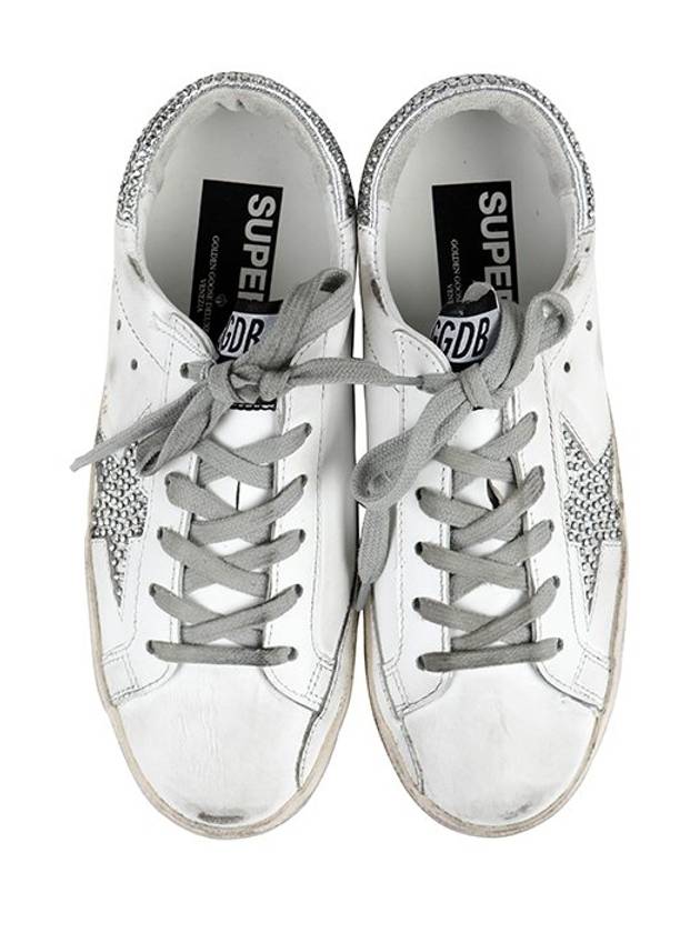 Women's Crystal Star Heel Tab Low Top Sneakers White - GOLDEN GOOSE - BALAAN 2