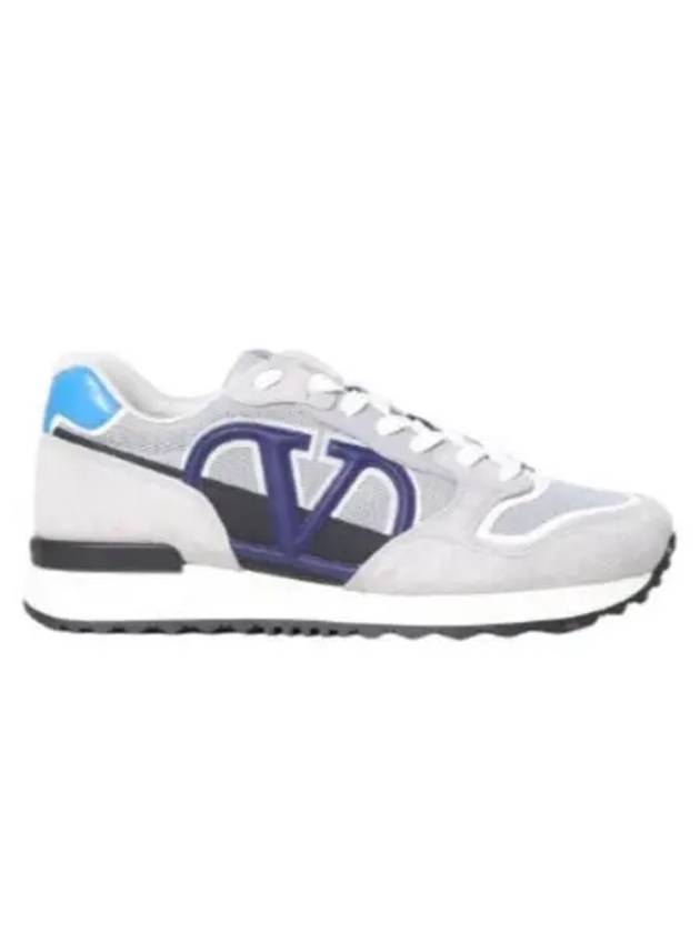 V Logo Low Top Sneakers Grey Blue - VALENTINO - BALAAN 2