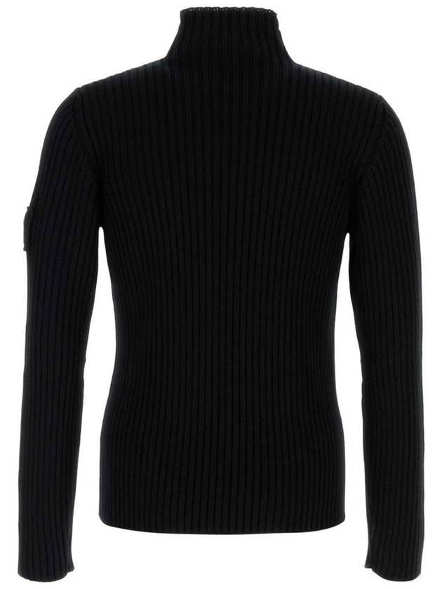 Knit logo patch wool mock turtleneck black - PRADA - BALAAN 3