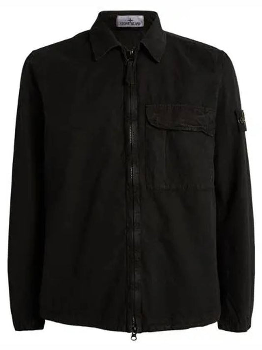 Old Treatment Garment Dyed Overshirt Jacket Black - STONE ISLAND - BALAAN 2