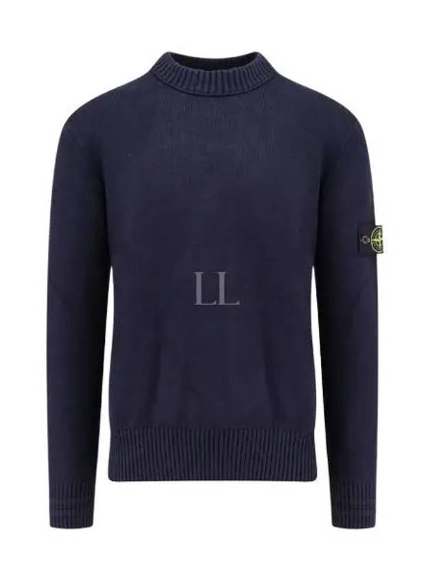 Round Neck Wappen Organic Knit Top Navy - STONE ISLAND - BALAAN 2