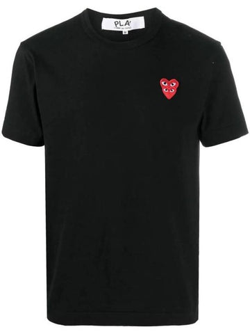 Double Heart Wappen Short Sleeve T-Shirt Black - COMME DES GARCONS - BALAAN 1