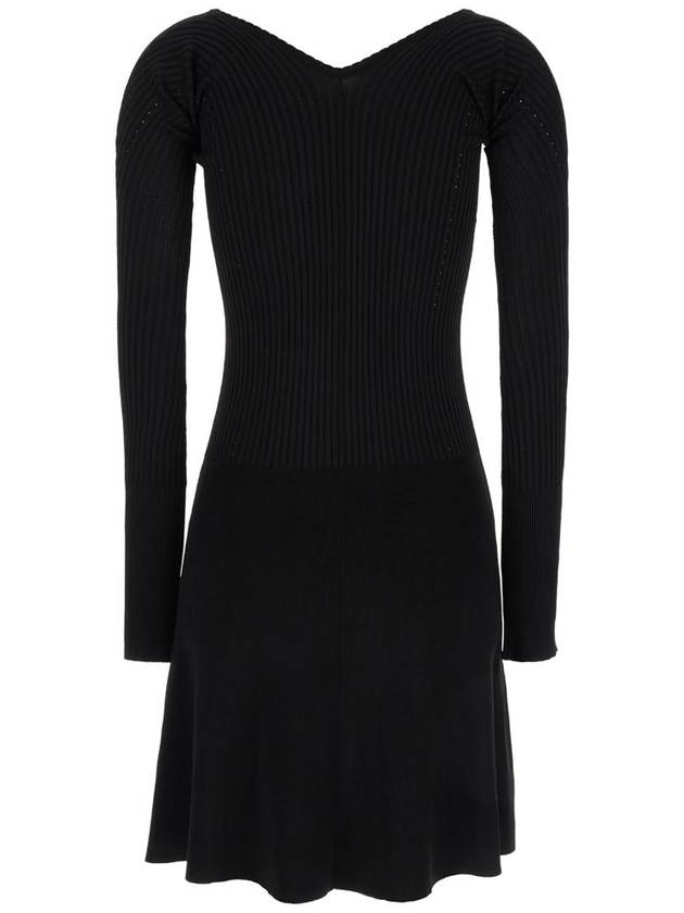 Pralu Logo Decoration Flare Viscose Midi Dress Black - JACQUEMUS - BALAAN 3