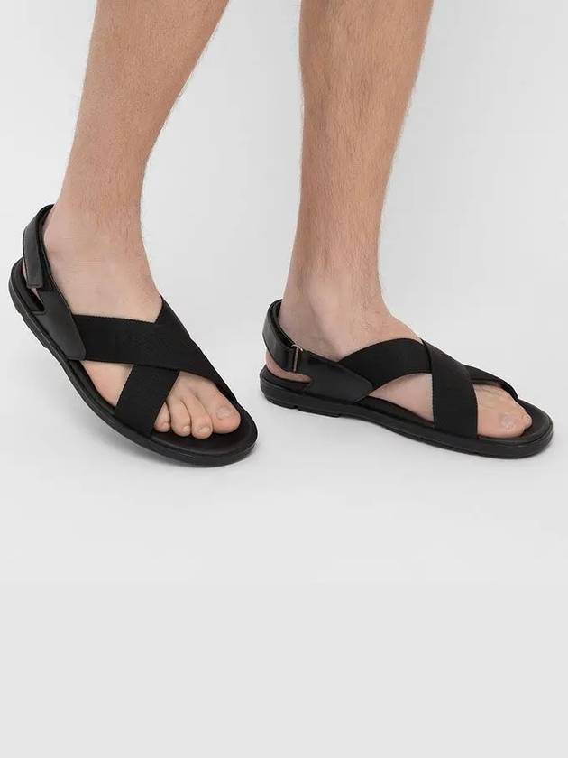 Logo Strap Cross Nylon Sandals Black - PRADA - BALAAN 4