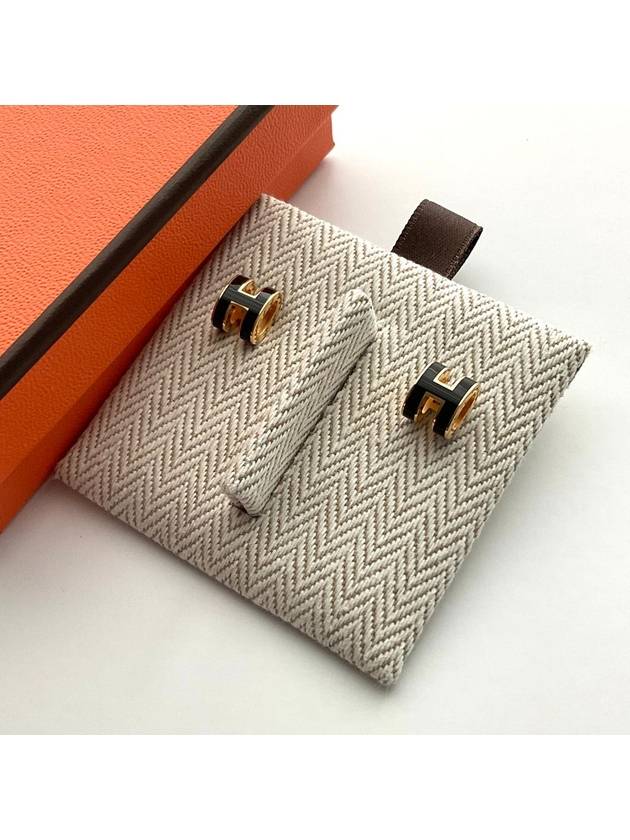 Mini Pop H Palladium Earrings Noir - HERMES - BALAAN 3