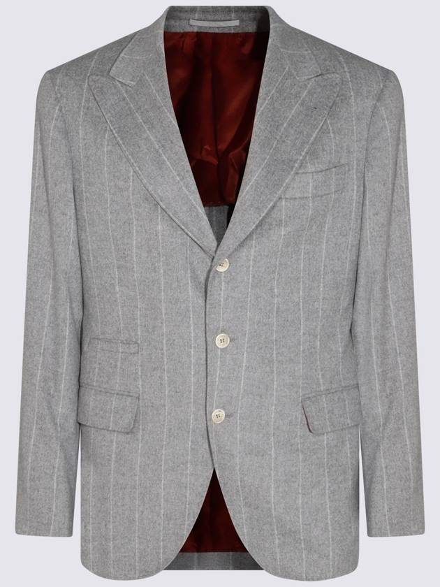 Brunello Cucinelli Grey Wool Blazer - BRUNELLO CUCINELLI - BALAAN 1