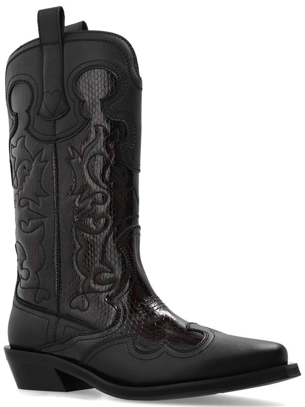 Ganni Cowboy Boots With Stitching, Women's, Black - GANNI - BALAAN 4