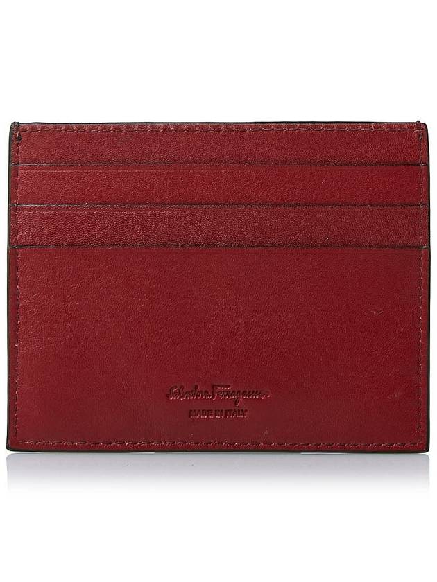 Men's Double Gancini Decorative Card Wallet 66 A302 NERO RED 0698914 - SALVATORE FERRAGAMO - BALAAN 3