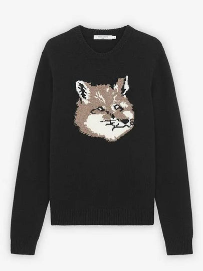 Men's Big Fox Head Classic Pullover Wool Knit Top Black - MAISON KITSUNE - BALAAN 2