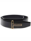 Gold Hardware T-logo Buckle Double-sided Belt Black - TOM FORD - BALAAN 2