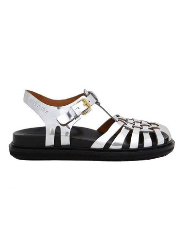 Mirror Leather Fisherman Sandals Silver - MARNI - BALAAN 1