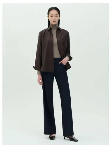 Women s Wool Flannel Wide Straight Fit 5 Pocket Pants Trousers Navy Domestic Product GM0024090409324 - THEORY - BALAAN 1