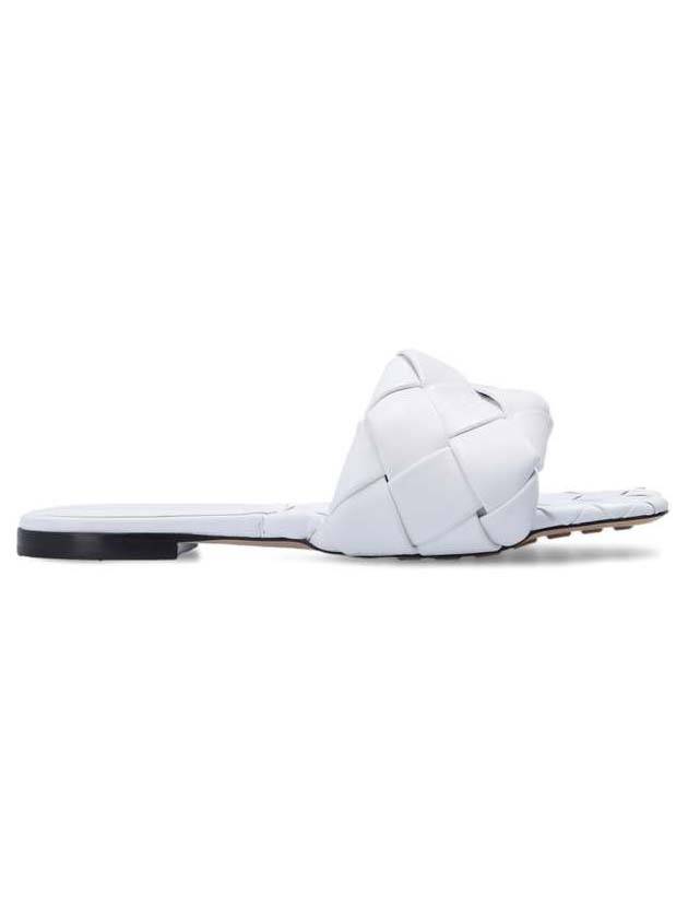 Women's Lido Leather Slippers Optic White - BOTTEGA VENETA - BALAAN.