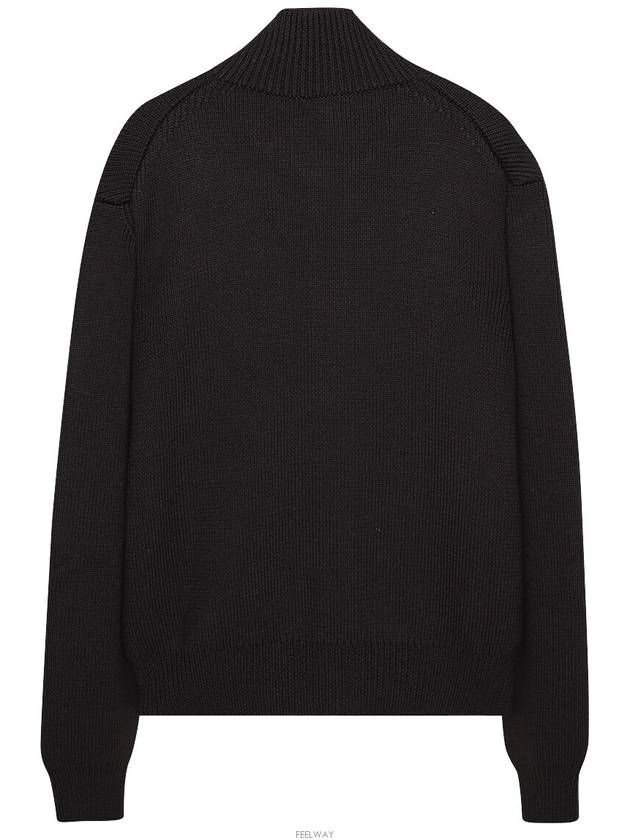 Wool Silk Turtleneck Cardigan Black - TOM FORD - BALAAN 5