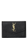 Uptown Grain De Poudre Embossed Leather Flap Card Case Black - SAINT LAURENT - BALAAN 2