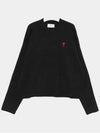 Red ADC Chain Stitch Heart Logo Knit Top Black - AMI - BALAAN 4