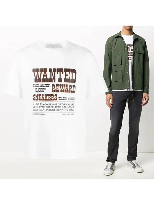 Wanted Logo Printing Short Sleeve T-Shirt White - GOLDEN GOOSE - BALAAN.