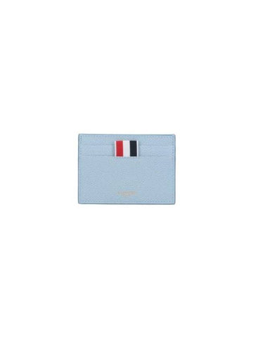 Stripe Note Compartment Pebble Grain Leather Card Wallet Light Blue - THOM BROWNE - BALAAN 1