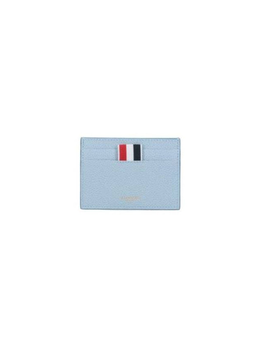 Stripe Note Compartment Pebble Grain Leather Card Wallet Light Blue - THOM BROWNE - BALAAN 1