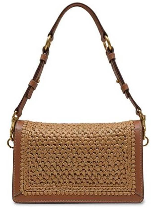 Plaque Mini Woven Shoulder Bag Brown - TOD'S - BALAAN 3