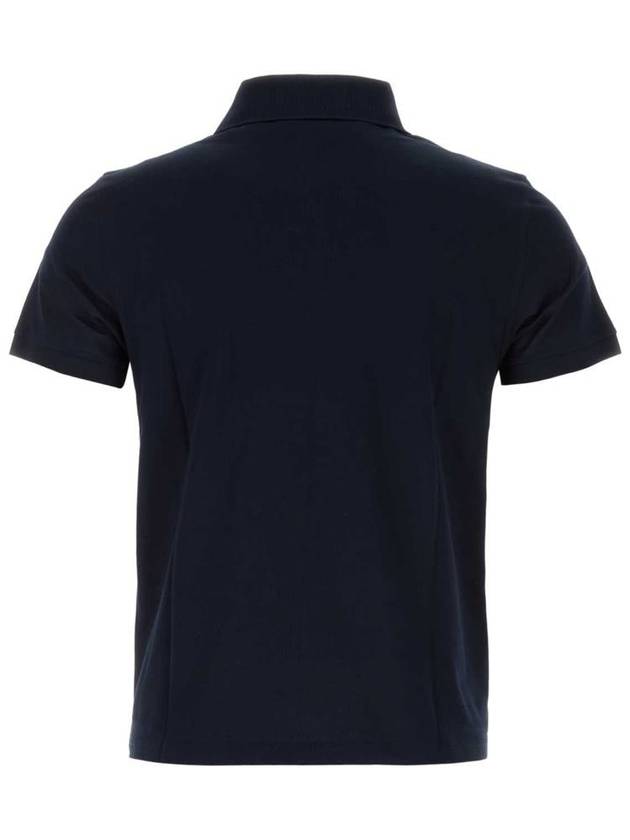 Men's Monogram Cotton Short Sleeve Polo Shirt Navy - SAINT LAURENT - BALAAN 3