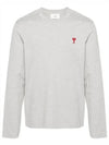 Chain Stitch Heart Logo Long Sleeve T-Shirt Grey - AMI - BALAAN 2