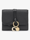 Alphabet Grain Leather Flap Small Half Wallet Black - CHLOE - BALAAN 2