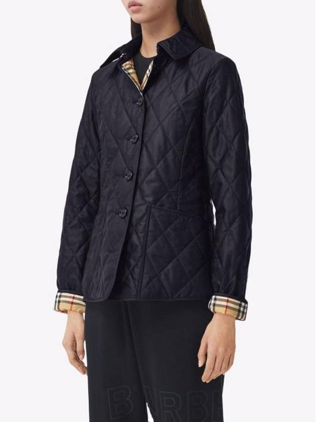 Women's Diamond Quilted Thermoregulated Check Jacket Midnight - BURBERRY - BALAAN 4