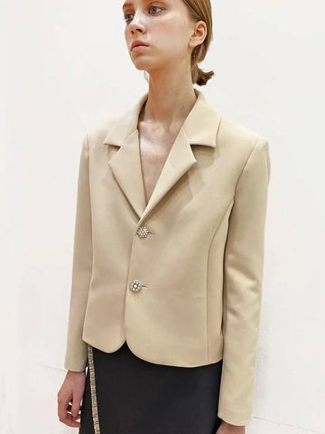 Pearl Crop Jacket Beige - DAMAGE MNEMONIC - BALAAN 1