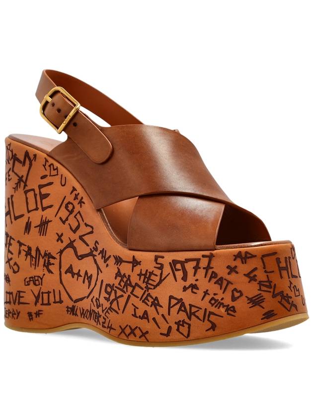 Chloé Maxime Wedge Sandals, Women's, Brown - CHLOE - BALAAN 4