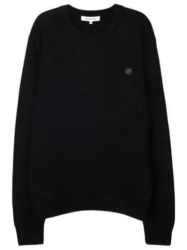 Foxhead patch merino round neck knit - MAISON KITSUNE - BALAAN 1