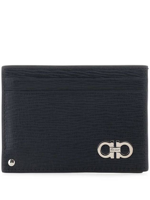 Double Gancini Leather Card Wallet Black - SALVATORE FERRAGAMO - BALAAN 1