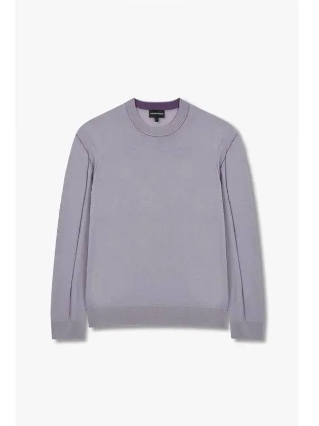 ARMANI Seopday Max Men s Eagle Logo Crew Neck Wool Pullover Light Purple - EMPORIO ARMANI - BALAAN 1