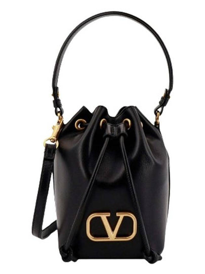 V Logo Signature Nappa Leather Bucket Bag Black - VALENTINO - BALAAN 2