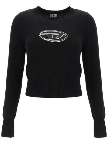 M Aretha Logo Sweater Black - DIESEL - BALAAN.