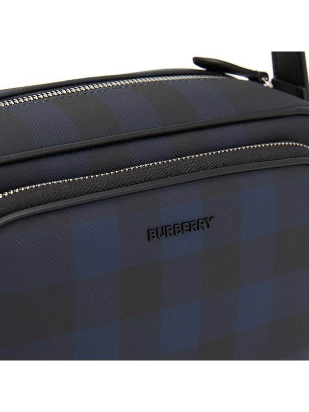 Logo Plaque Paddy Check Pattern Messenger Bag Navy - BURBERRY - BALAAN 8