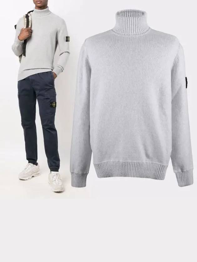 Waffen Patch Cotton Knit Turtleneck Light Grey - STONE ISLAND - BALAAN 2