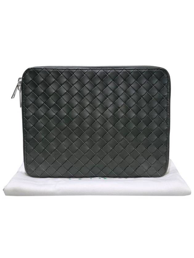 Women s 652870 Dark Green Intrecciato Document Clutch Bag - BOTTEGA VENETA - BALAAN 9