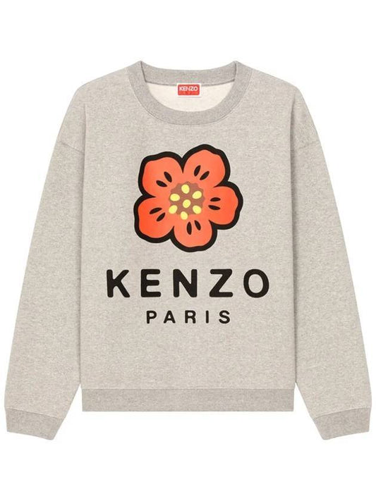 Women's BOKE Flower Print Logo Sweatshirt Gray - KENZO - BALAAN.