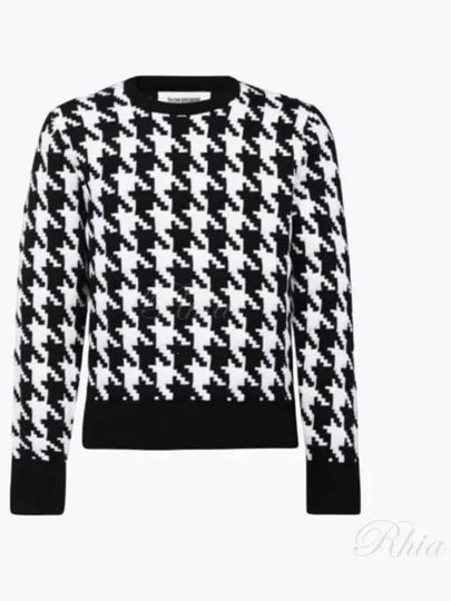 Houndstooth Quilted Merino Wool Knit Top Black White - THOM BROWNE - BALAAN 2