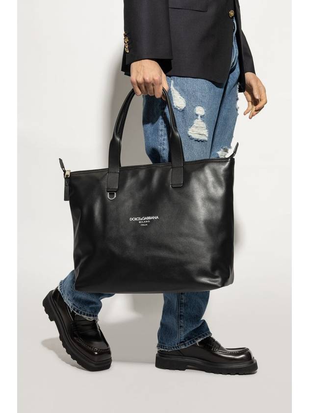 Dolce & Gabbana Leather Shopper Bag, Men's, Black - DOLCE&GABBANA - BALAAN 2