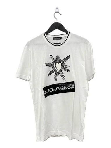 Embroidery Pattern Short Sleeve T Shirt White - DOLCE&GABBANA - BALAAN 1